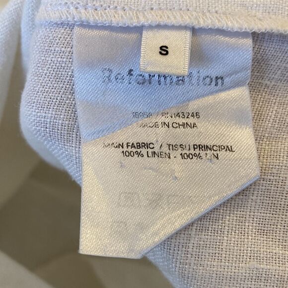 Reformation 100% Linen Winter White Long Sleeve Jerri Linen Dress Mini Small - Picture 11 of 11